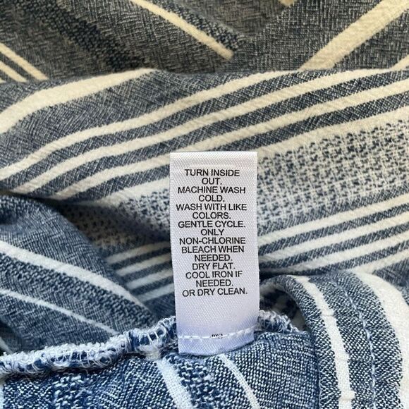 C est 1946 Womens Size Medium Linen Blend Pants Blue White Stripe Tie Waist - Picture 9 of 10